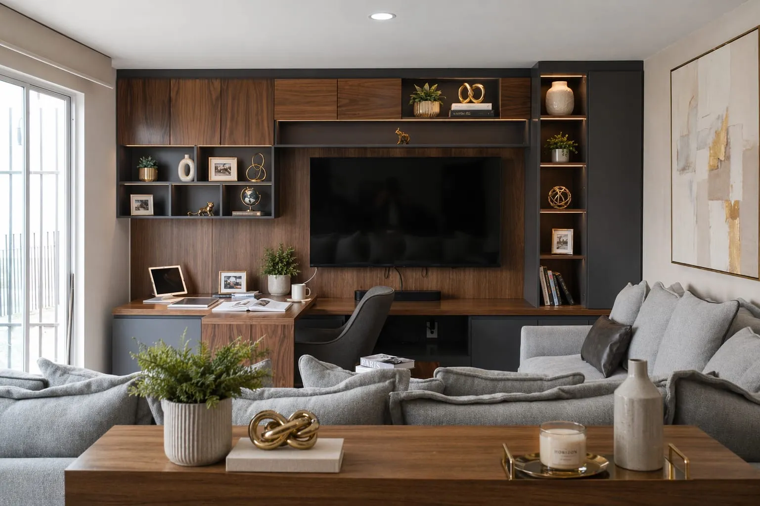 Mueble de televisión con escritorio 1