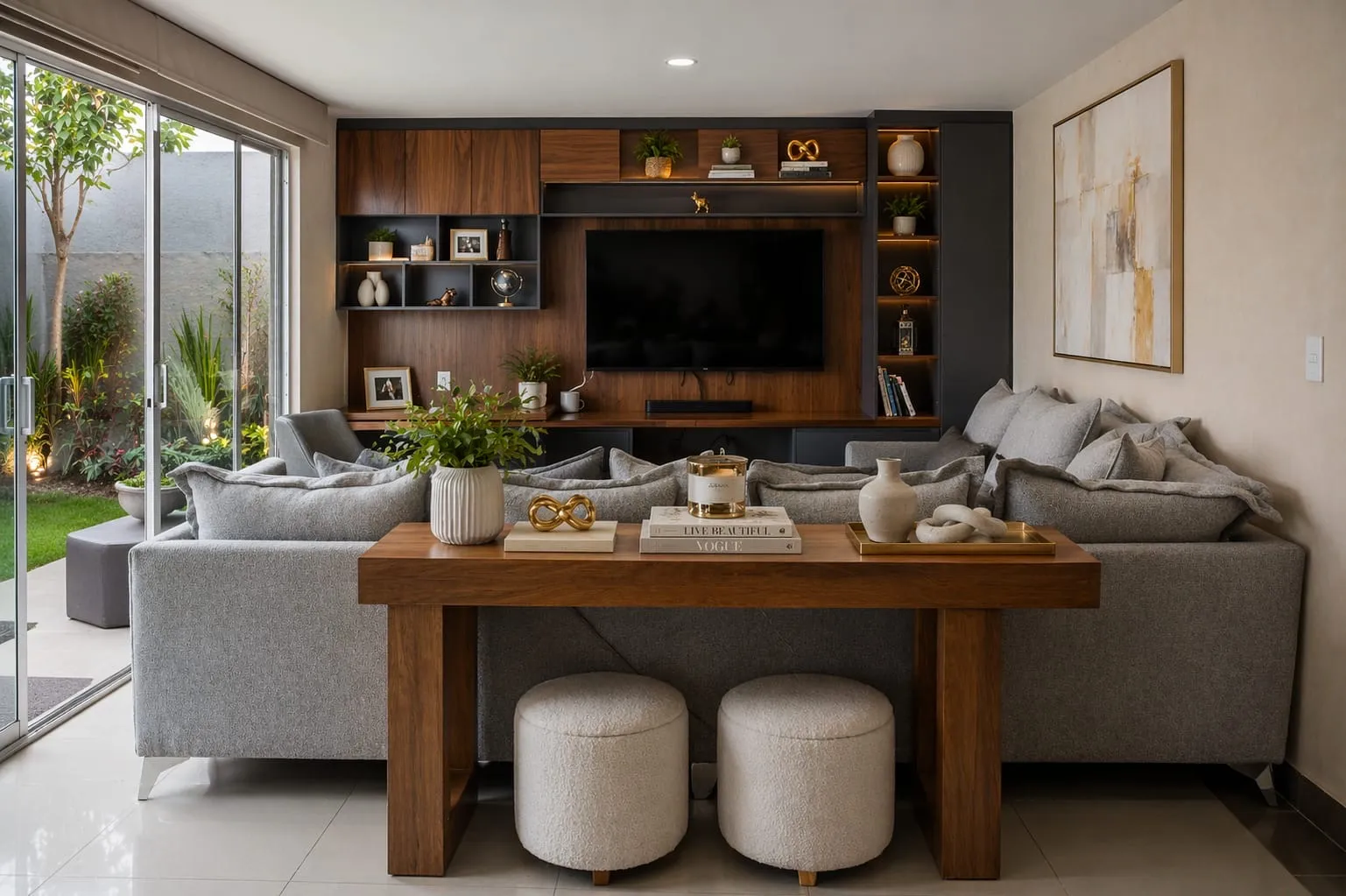 Mueble de televisión con escritorio 4