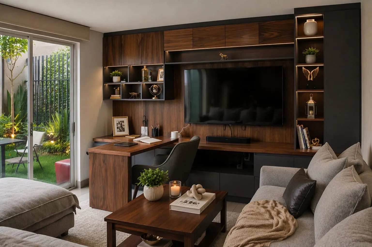 Mueble de televisión con escritorio 5