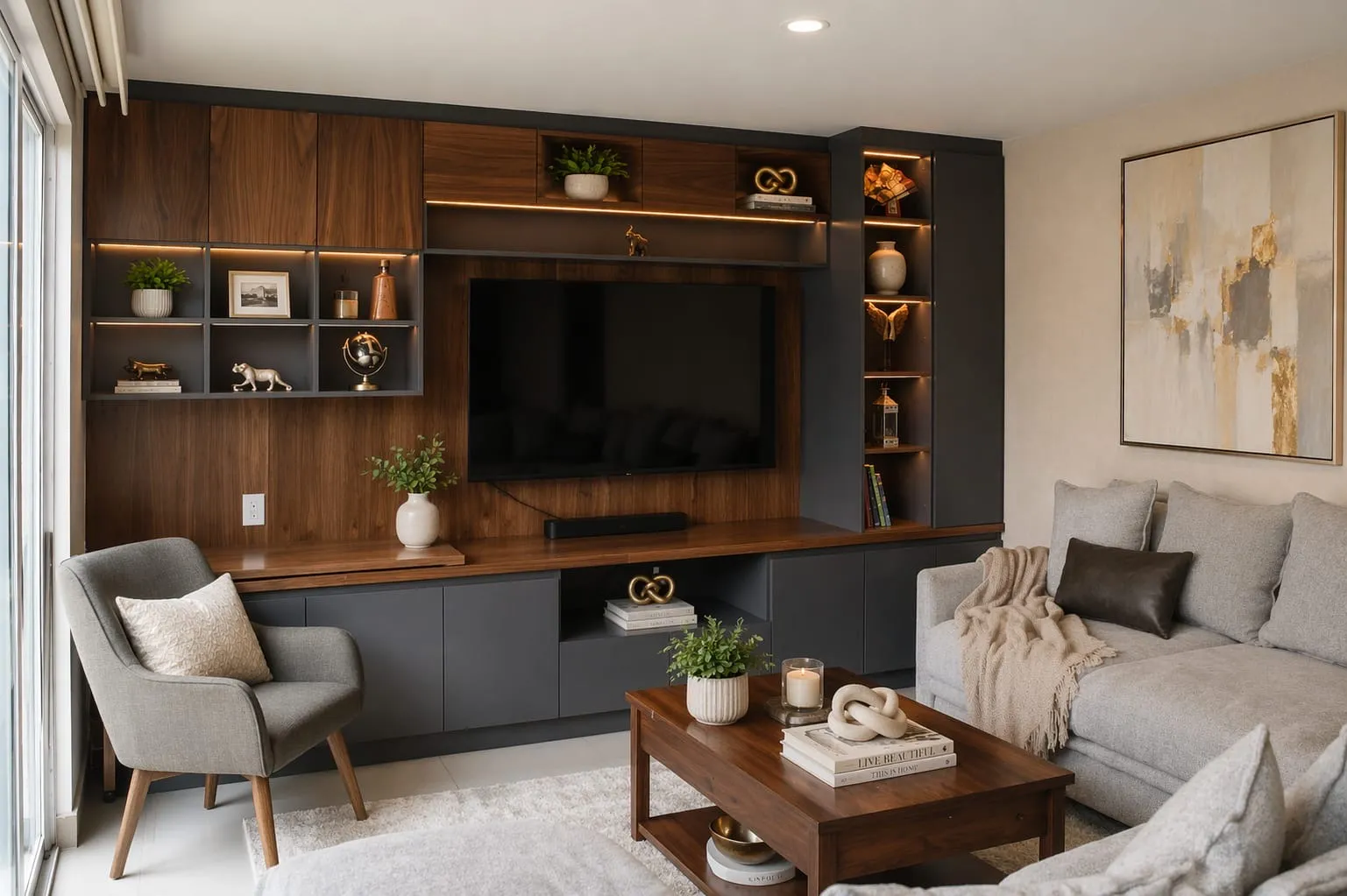 Mueble de televisión con escritorio 7